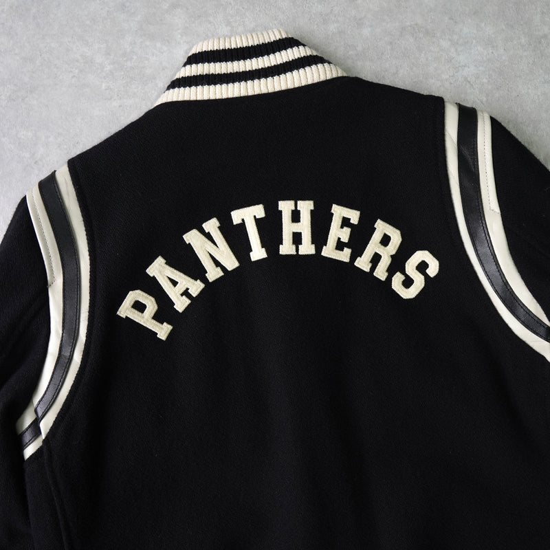 ヒステリックグラマー ガール ワッペン レザー切り替え ウール スタジャン ブラック