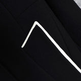 ジルサンダー レザー切り替え 変形 前立て ウールコート レディース ブラック / ホワイト