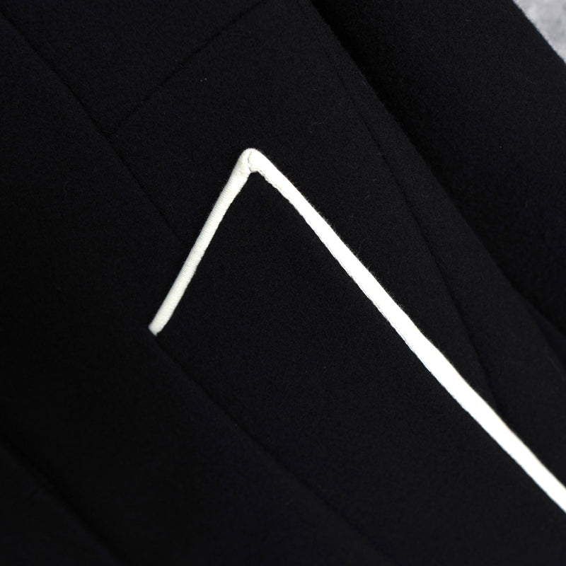 ジルサンダー レザー切り替え 変形 前立て ウールコート レディース ブラック / ホワイト