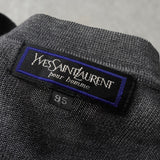 イヴ サンローラン ヴィンテージ Vネック YSLロゴ ニット グレー