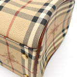 バーバリー ノバチェック PVC / レザー ミニボストンバッグ ハンドバッグ ベージュ レディース