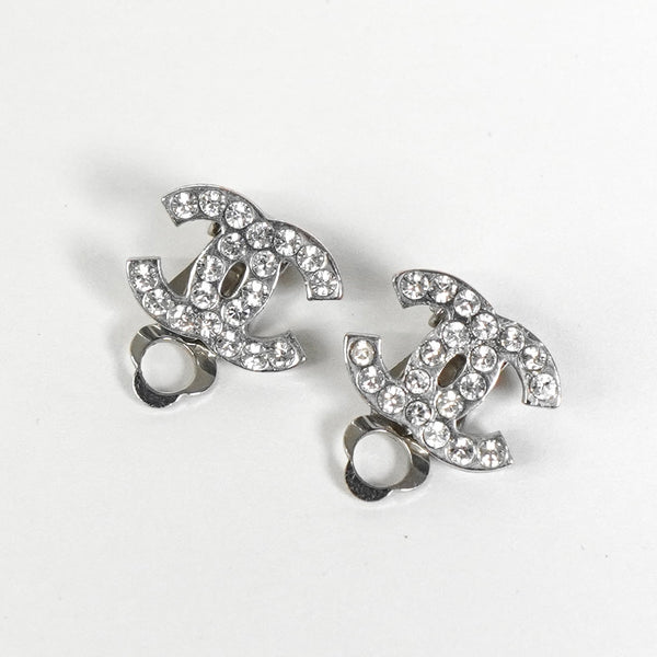 シャネル ココマーク ラインストーン イヤリング シルバー