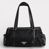 プラダ トライアングルロゴ テスート / レザー ハンドバッグ ブラック