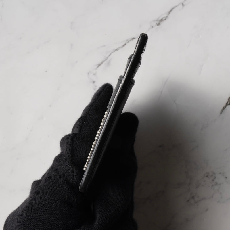 サンローラン パリ スタッズ レザー パスケース カードケース ブラック / シルバー