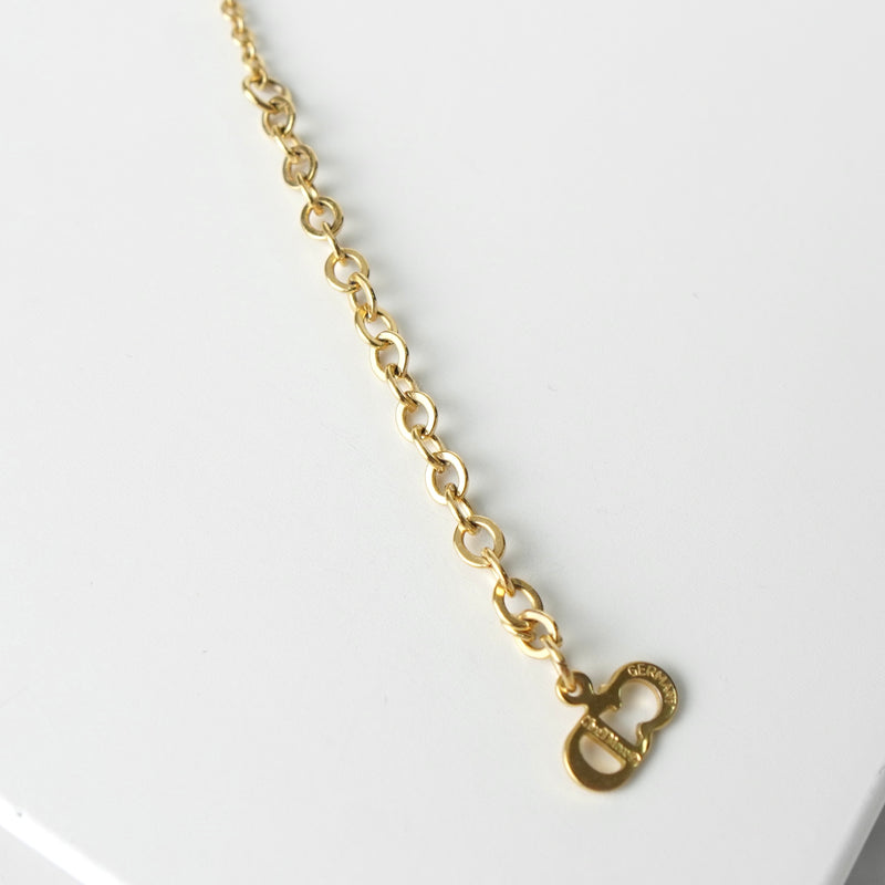 クリスチャン ディオール ヴィンテージ Diorロゴ ハート ラインストーン ネックレス GP ゴールド レディース