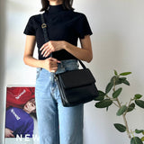 90's｜Black Leather Shoulder Bag