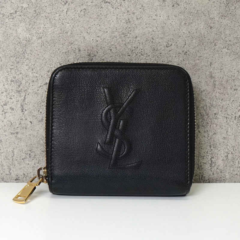 SAINT LAURENT ラウンドファスナー 二つ折り財布 イヴサンローラン YSLロゴ レザー ラウンドファスナー 二つ折り
