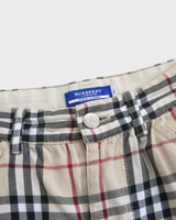 バーバリー ブルー レーベル ノバチェック コットンパンツ ベージュ サイズ36 レディース