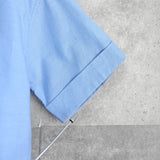 プラダ ロゴ 刺繍 クロップド 半袖シャツ ブルー レディース