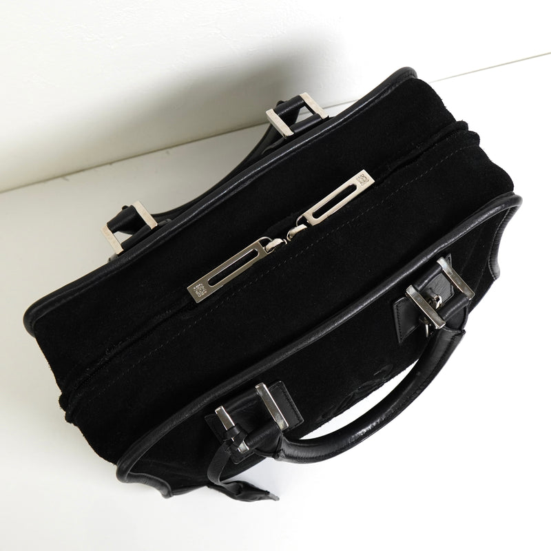 ロエベ アマソナ28 スエード / レザー ハンドバッグ ブラック