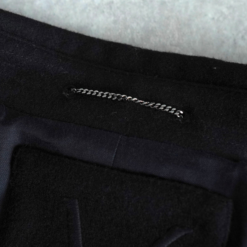 イヴ サンローラン ヴィンテージ YSLロゴ ウール Pコート ブラック