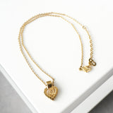 クリスチャン ディオール ヴィンテージ Diorロゴ ハート ラインストーン ネックレス GP ゴールド レディース