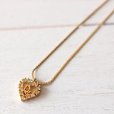 Rhinestone Heart Motif Gold Bracelet