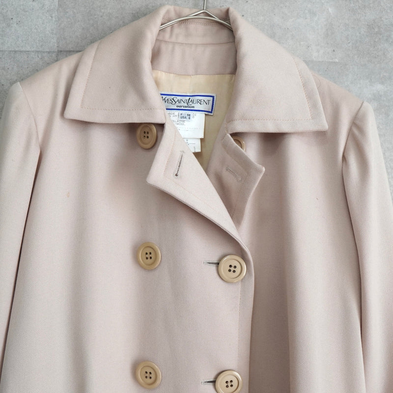 イヴサンローラン ロング丈 トレンチコート ピンクベージュ コート レディース