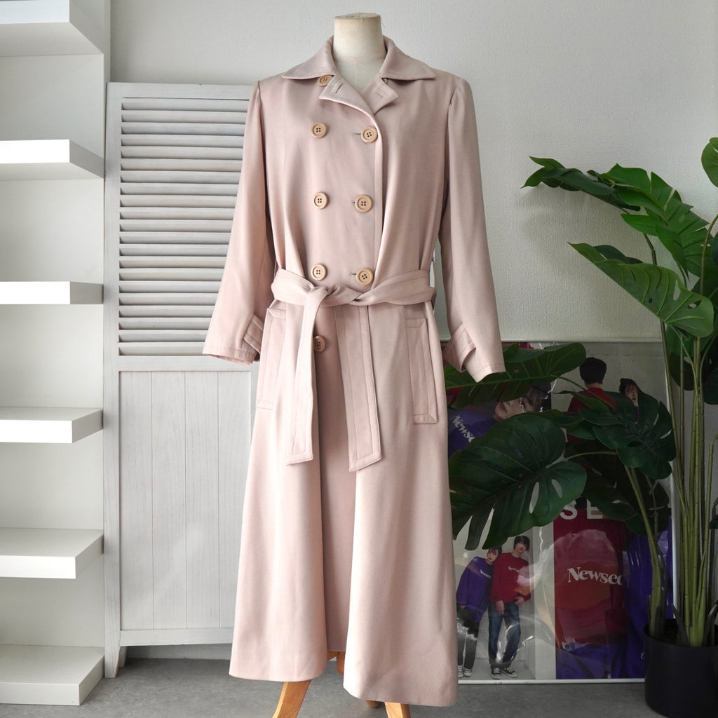 イヴサンローラン ロング丈 トレンチコート ピンクベージュ コート レディース