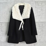 セオリー ウール カシミア ラム ファー コート レディース ブラック