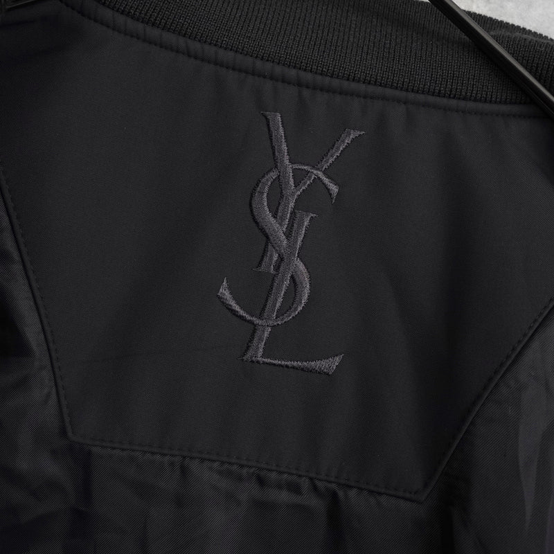 イヴ サンローラン ヴィンテージ YSLロゴ 中綿ジャケット 中綿ブルゾン グレー