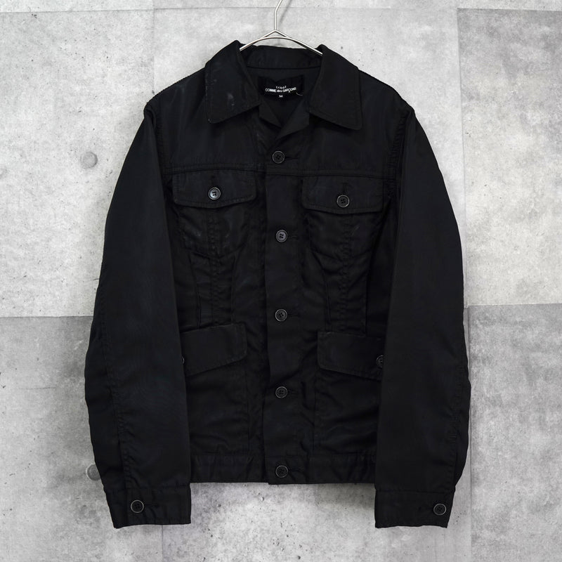 トリコ コムデギャルソン 2002年製 光沢 トラッカージャケット ブラック