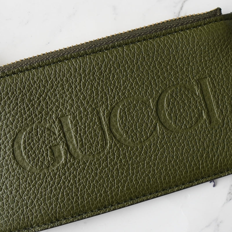 グッチ ロゴ レザー フラグメントケース カードケース パスケース カーキ 725550 - NEWSED