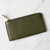 グッチ ロゴ レザー フラグメントケース カードケース パスケース カーキ 725550