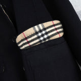 バーバリー ロンドン ノバチェック裏地 カシミア ウール ステンカラーコート レディース ブラック