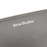 アクネ ストゥディオズ ロゴ ラウンドファスナー レザー 二つ折り財布 コンパクトウォレット グレー 箱付き