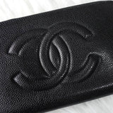 シャネル 7桁3番台 ココマーク マトラッセ キャビアスキン ラウンドファスナー 長財布 ブラック - NEWSED