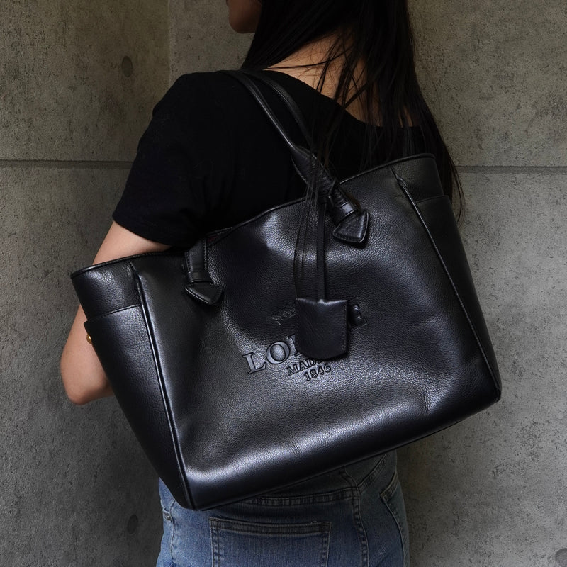 ロエベ ヘリテージ レザー トートバッグ ブラック