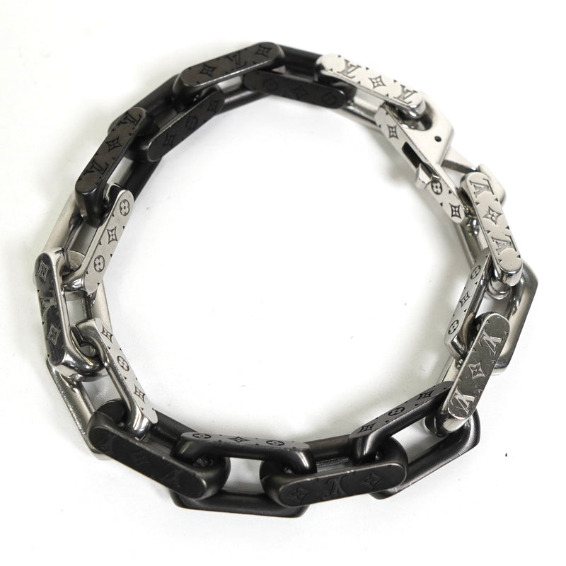ルイ ヴィトン モノグラム チェーン ブレスレット シルバー / ブラック M00687