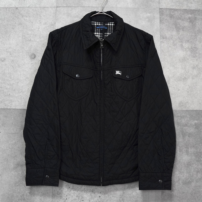 バーバリー ブルーレーベル ホースロゴ ノバチェック裏地 キルティングジャケット ブラック