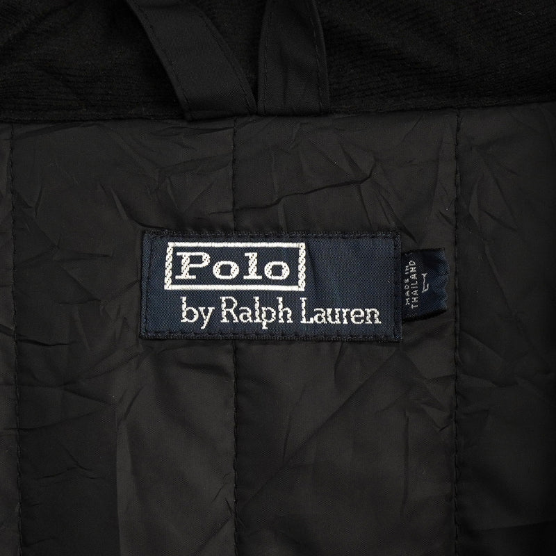 ポロ バイ ラルフローレン レザー切り替え フーデッド 中綿ジャケット コート ブラック