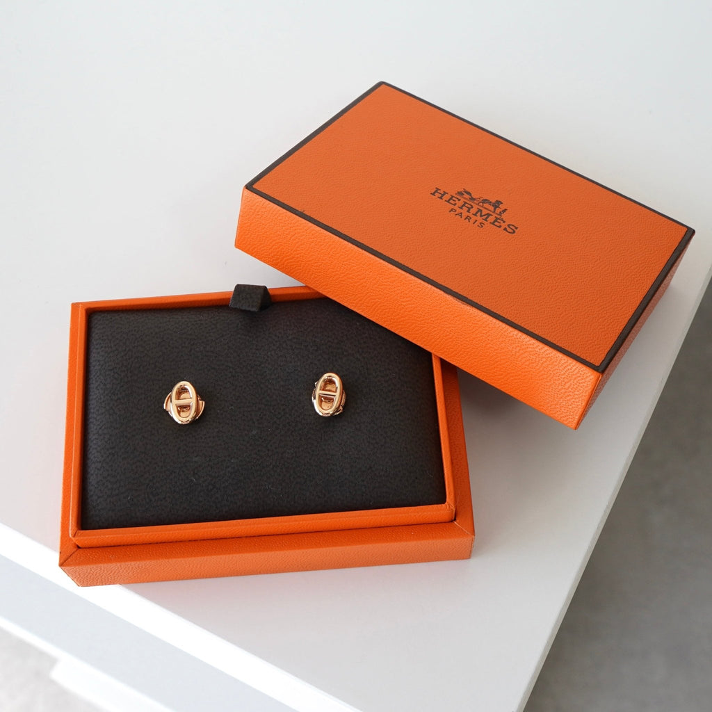 HERMES オレンジピアス 箱付き エルメス シェーヌダンクル 750 K18 ピアス 箱付き 保証書付き