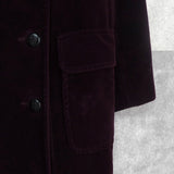 バーバリー ロンドン ホースロゴ 革ボタン ノバチェック裏地 ベロア ステンカラーコート ボルドー レディース