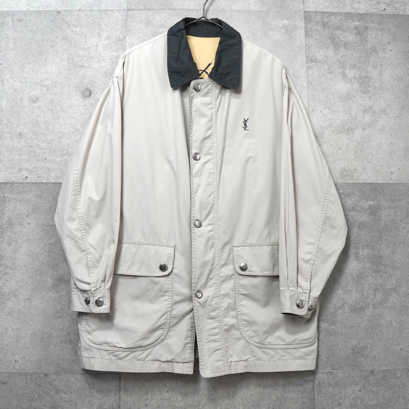 イヴ サンローラン ヴィンテージ YSLロゴ ブルゾン ジャケット ベージュ / グレー