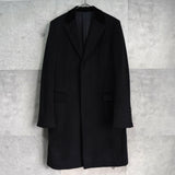 ジョンローレンスサリバン ベロア襟 アンゴラ ウール チェスターコート ブラック
