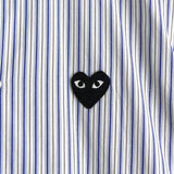 プレイ コムデギャルソン ハートロゴ ストライプ柄 長袖シャツ ブルー / ホワイト