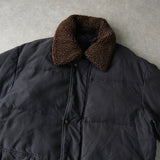 イヴサンローラン ヴィンテージ ボア襟 ダウンジャケット ネイビー