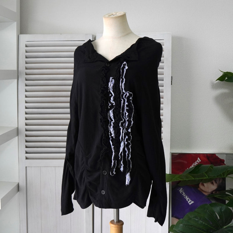 ワイズ ヨウジヤマモト アーカイブ フリル カーディガン レディース ブラック