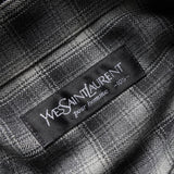 イヴ サンローラン ヴィンテージ YSLロゴ ネルシャツ 長袖シャツ グレー メンズ