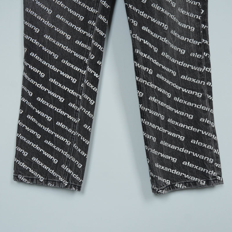 アレキサンダー ワン ロゴ 総柄 デニム ブラック レディース