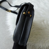 Christian Dior CD logo gold hardware leather shoulder bag navy
