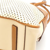 プラダ ロゴ パンチングレザー ハンドバッグ ベージュ