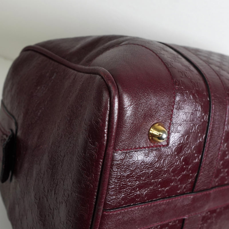 セリーヌ マカダム レザー 型押し ミニ ボストンバッグ ボルドー