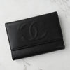 シャネル 7桁8番台 ココマーク キャビアスキン 三つ折り財布 ブラック ギャランティーカード付き
