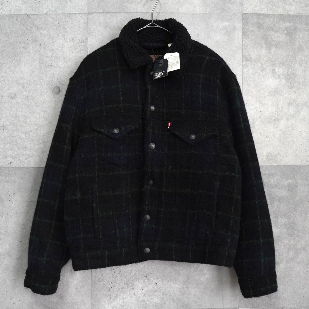 リーバイス チェック柄 ボア裏地 ウールジャケット ブラック / グリーン タグ付き未使用品