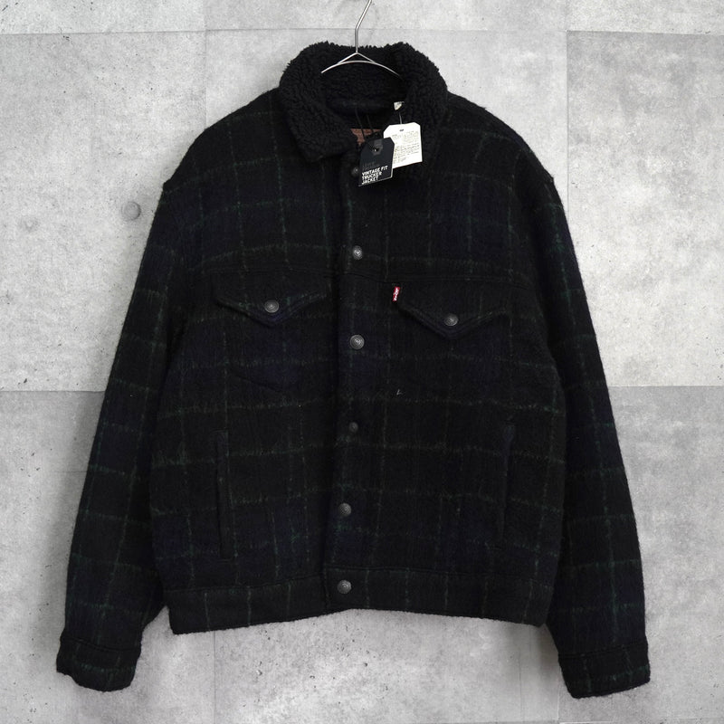 リーバイス チェック柄 ボア裏地 ウールジャケット ブラック / グリーン タグ付き未使用品