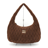 ミュウミュウ ワンダー マテラッセ スエード ワンショルダーバッグ ホーボーバッグ ブラウン