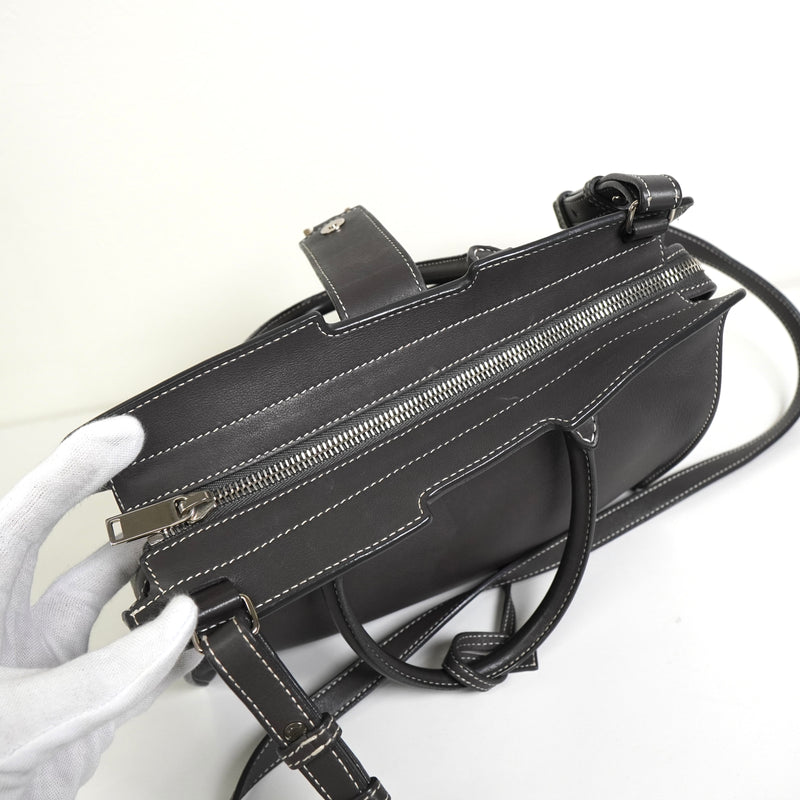 サンローラン ベイビーカバス レザー 2way ハンドバッグ ショルダーバッグ グレー