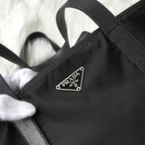 Prada Tessuto 黑色尼龙/皮革三角板托特包