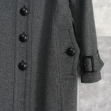 バーバリー リアル フォックスファー カシミヤ ウール ロゴボタン ファーコート ウールコート グレー レディース